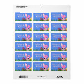 Happy Paaster Bunny en Eggs in Grass Medium Labels (Full Sheet)