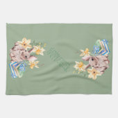 Happy Paaster Bunny en Stack of Books Theedoek (Horizontaal)