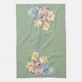 Happy Paaster Bunny en Stack of Books Theedoek (Verticaal)