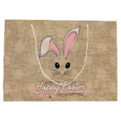 Happy Paaster Bunny Face Neutral Polka Dots Groot Cadeauzakje (Achterkant)