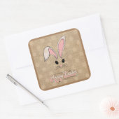 Happy Paaster Bunny Face Neutral Polka Dots Vierkante Sticker (Envelop)