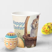 Happy Paaster Bunny in een mand Papieren Bekers