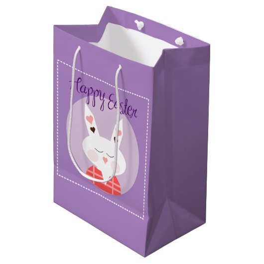 Happy Paaster Bunny Medium Gift Bag Cadeauzakje (Voorkant Gekanteld)
