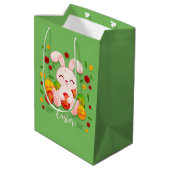 Happy Paaster Bunny Medium Gift Bag Cadeauzakje (Achterkant Gekanteld)