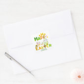 Happy Paaster Bunny Party Crafts DIY Project Cute Vierkante Sticker (Envelop)