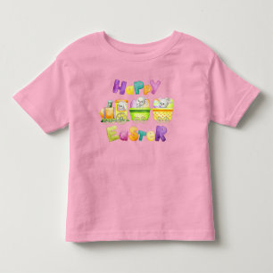 Happy Paaster Bunny Pastel Waterverf Train Kinder Shirts