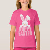 Happy Paaster Bunny Pun Cute Pink Girls T-shirt (Voorkant)