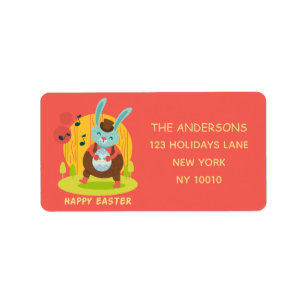 Happy Paaster Bunny Rabbit Dancing Custom Etiket