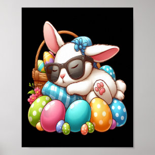 Happy paaster Bunny Rabbit Face Funny Easter Day W Poster