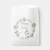 Happy Paaster Bunny Rabbit Sage Floral Wreath Bedankzakje (Voorkant)