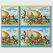  Happy Paaster Bunny Rabbits Easter Eggs Cadeaupapier (Vlak)