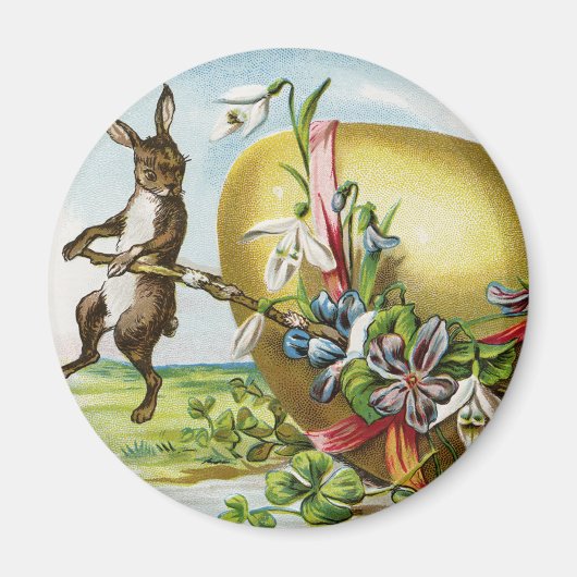  Happy Paaster Bunny Rabbits Easter Eggs Magneet (Voorkant)