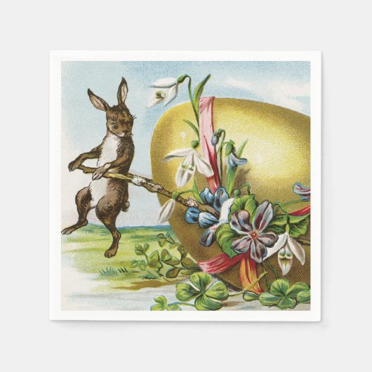  Happy Paaster Bunny Rabbits Easter Eggs Servet (Voorkant)