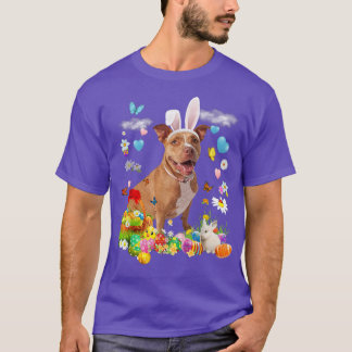 Happy Paaster Cute Bunny Dog Pitbull Eggs Basket F T-shirt