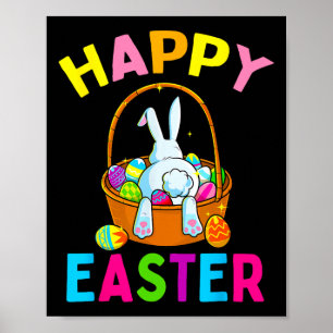 Happy Paaster Day Bunny Hunting Chocolate Eggs Egg Poster
