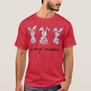Happy Paaster Day Bunny Season Floral Style Bunnie T-shirt