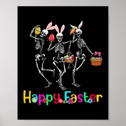 Happy Paaster Day Bunny Skull Dance Easter Egg Poster (Voorkant)