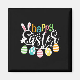 Happy Paaster Day Colorful Egg Hunting Cute Bunny Magneet