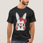 Happy Paaster Day Cute Bunny Face Leopard Glasses T-shirt (Voorkant)