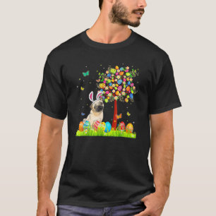 Happy Paaster Day Cute Bunny Pug Easter Tree D T-shirt