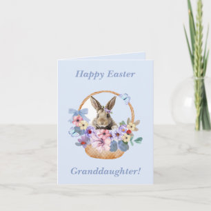 Happy Paaster Granddochter Bunny in Flower Basket Kaart