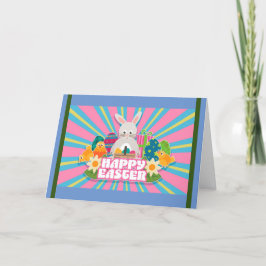 Happy Paaster Holiday Bunny Floral Holiday-kaarten Feestdagen Kaart