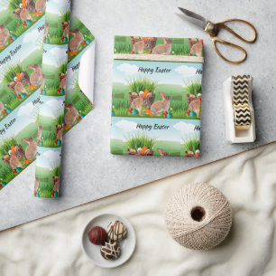 Happy Paaster Rabbit-decoupage Craft of Gift Cadeaupapier