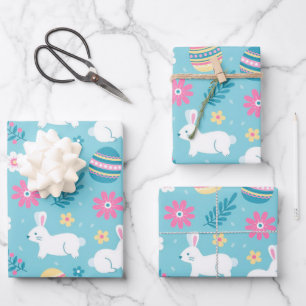 Happy Paaster Rabbit Floral Inpakpapier Vel