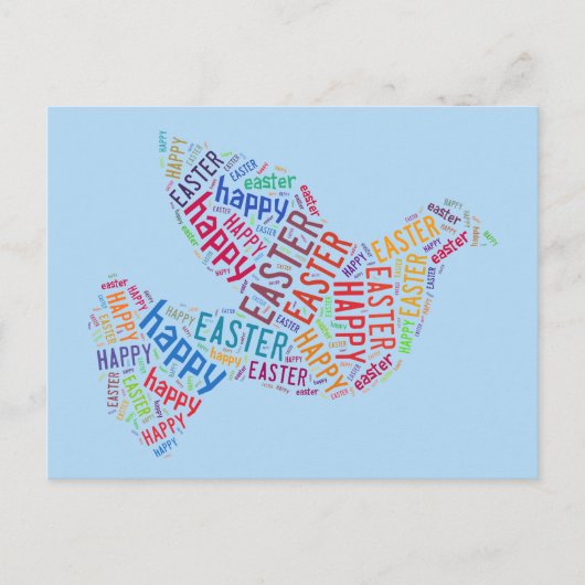 Happy Paaster Typography Dove Spring Blue Feestdagenkaart (Voorkant)