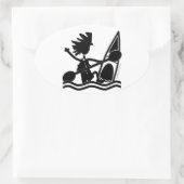 Happy Paddle Kayak Oval Sticker (Sac)