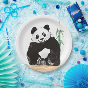 Happy Panda-Borden, 9-inch Bord rond papier