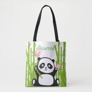 Happy Panda met Bamboo & Cherry Blossom Draagtas