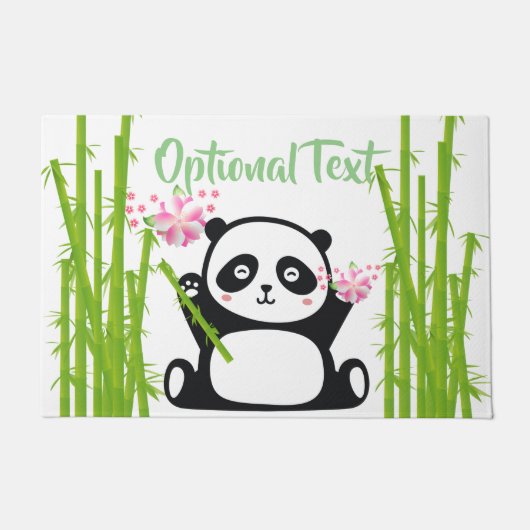 Happy Panda met Bamboo en Cherry Blossom Deurmat (Voorkant)