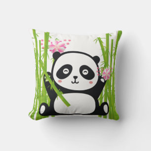 Happy Panda met Bamboo en Cherry Blossom Kussen