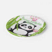 Happy Panda met Bamboo en Cherry Blossom Papieren Bordje (Gekanteld)