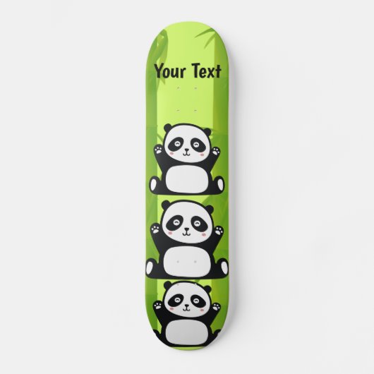 Happy Panda met Bamboo en Cherry Blossom Skateboard (Voorkant)