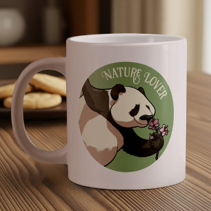 Happy Panda Ruiken Blossom Natuur Lover Cartoon Extra Grote Beker