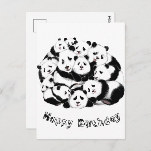 Happy Pandas Funny Verjaardag Kaart (Voorkant / Achterkant)
