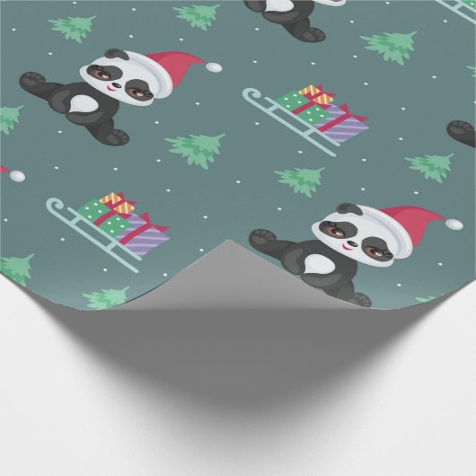 Happy Pandas-kerstpatroon Cadeaupapier (Hoek)