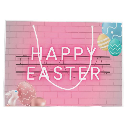 Happy pany Eggs roze Neon Sign Groot Cadeauzakje (Achterkant)