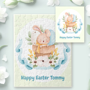 Happy Pâques Cute Bunny personnalisé Jigsaw Puzzle