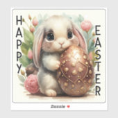 Happy Pâques mignonette Bunny sticker (Feuille)