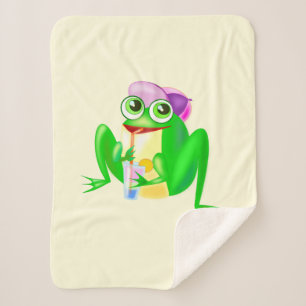 Happy Party Frog Baby Sherpa Blanket - Uw kleuren Deken