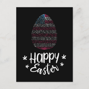 Happy Pasen en paasei met Amerikaanse vlag Feestdagenkaart