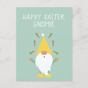 Happy Pasen Gnomie Juggling Carrots Briefkaart