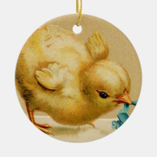 Happy Pasen met Blauwe Bloemen Keramisch Ornament