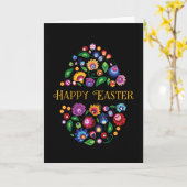 Happy Pasen - op folklore geïnspireerde kaart (Gele Bloem)
