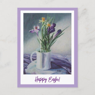 Happy Pasen paars kroont  kunst Briefkaart