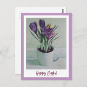 Happy Pasen paars kroont  kunst Briefkaart (Voorkant / Achterkant)