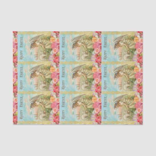 Happy Pasen Typografie  Angel Lamb Tissuepapier (Voorkant)